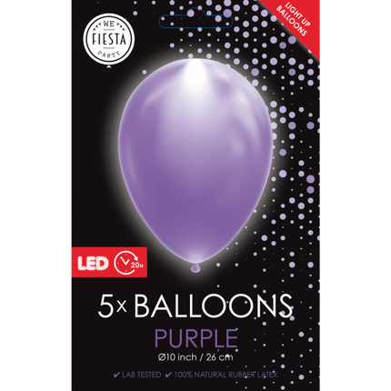 Paarse Led Ballonnen 26cm 5st van WeFiesta koop je bij Partywinkel