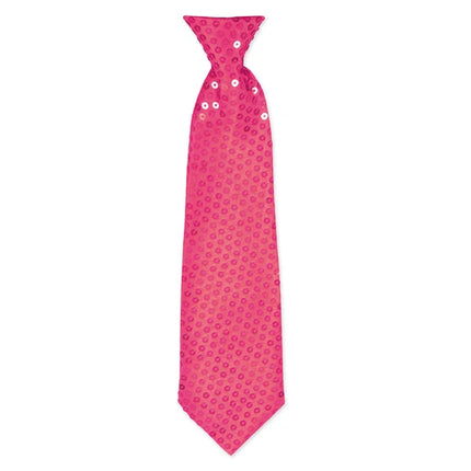 Roze Stropdas Pailletten 32cm