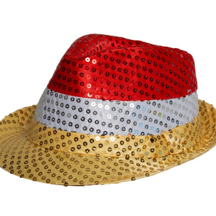 Pailletten Hoedje Rood/Wit/Geel van Partychimp koop je bij Partywinkel