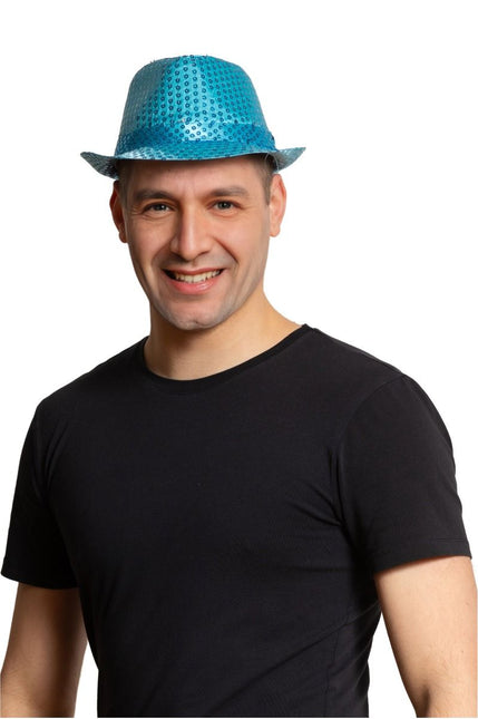 Pailletten Hoedje Turquoise van Partychimp koop je bij Partywinkel