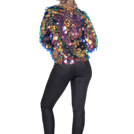 Blauw Gouden Jas Dames Pailetten Kort van Wilbers & Wilbers koop je bij Partywinkel