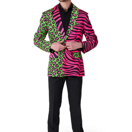 Panter Tijger Neon Blazer Heren Suitmeister van Suitmeister koop je bij Partywinkel