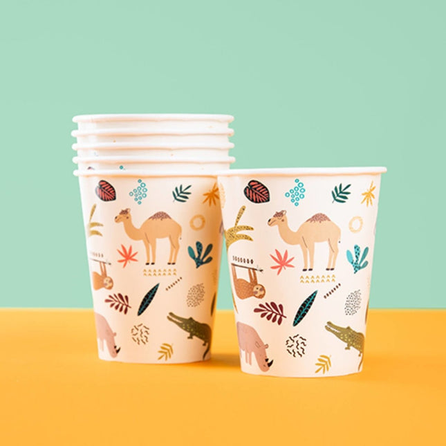 Papieren Bekers Dierentuin Dieren 250ml 6st van Folat koop je bij Partywinkel