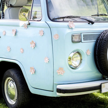 Papieren Bloemen Roze Pastel 3st van Partydeco koop je bij Partywinkel