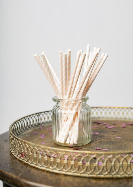 Papieren Rietjes Baby Roze Gestreept 19,7cm 20st van WeFiesta koop je bij Partywinkel