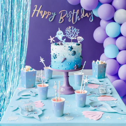 Papieren Rietjes Blauw 19,5cm 10st van Partydeco koop je bij Partywinkel