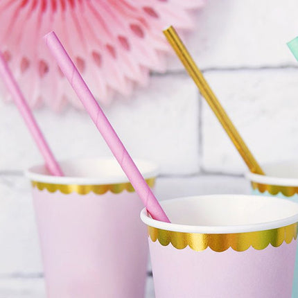 Papieren Rietjes Lichtroze 19,5cm 10st van Partydeco koop je bij Partywinkel