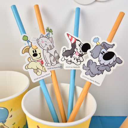 Papieren Rietjes Woezel & Pip 8 stuks