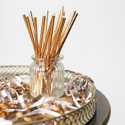 Papieren Rose Gouden Metallic Rietjes 19,7cm 20st van WeFiesta koop je bij Partywinkel