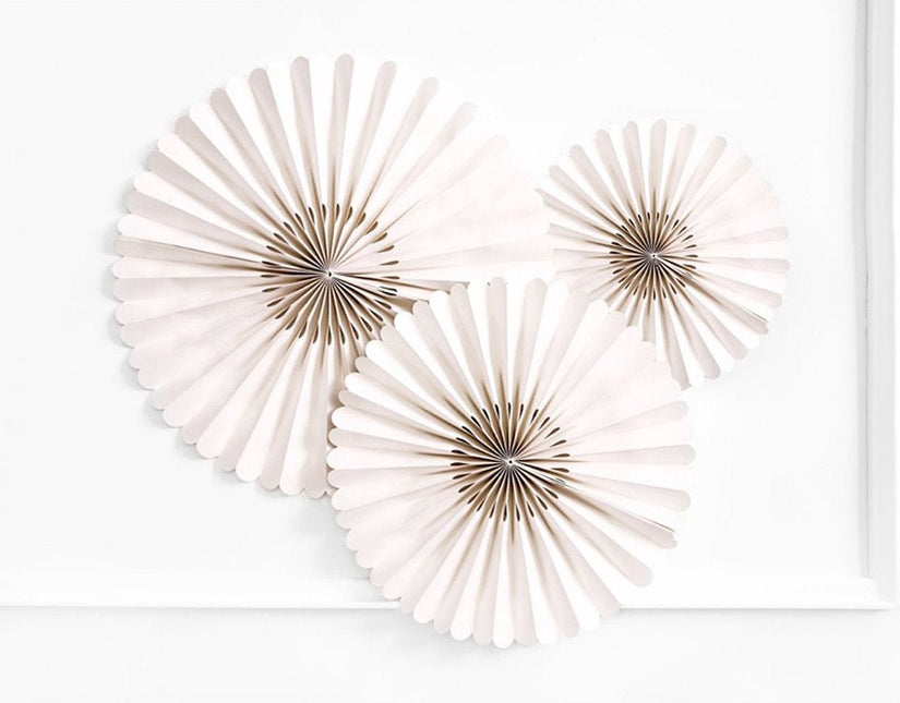 Papieren Waaiers Beige Set 23 - 40cm 3 delig van Partydeco koop je bij Partywinkel