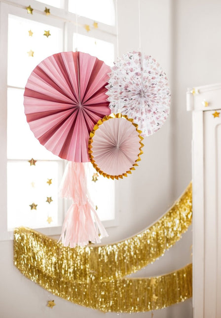 Papieren Waaiers Bloemen 3st van Partydeco koop je bij Partywinkel