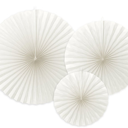 Papieren Waaiers Gebroken Wit Set 23 - 40cm 3 delig van Partydeco koop je bij Partywinkel