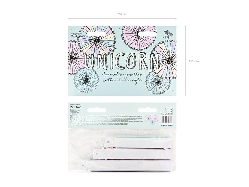 Papieren Waaiers Gekleurd Unicorn Set 21 - 30cm 3 delig van Partydeco koop je bij Partywinkel