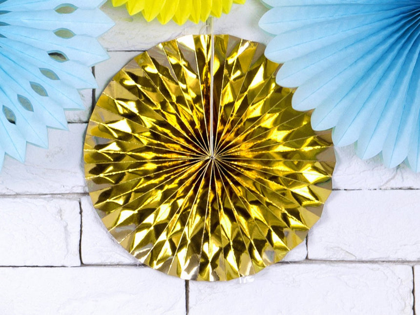 Papieren Waaiers Goud Set 23 - 40cm 3 delig van Partydeco koop je bij Partywinkel