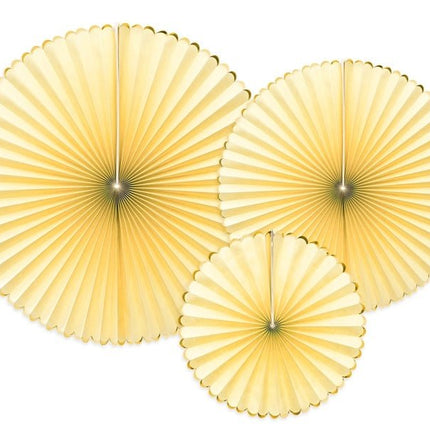 Papieren Waaiers Lichtgeel Goud Set 23 - 40cm 3 delig van Partydeco koop je bij Partywinkel