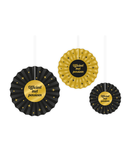 Papieren Waaiers Pensioen Set 20 - 40cm 3 - delig van Paper Dreams koop je bij Partywinkel