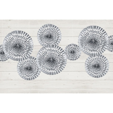 Papieren Waaiers Zilver Folie Set 23 - 40cm 3 delig van Partydeco koop je bij Partywinkel