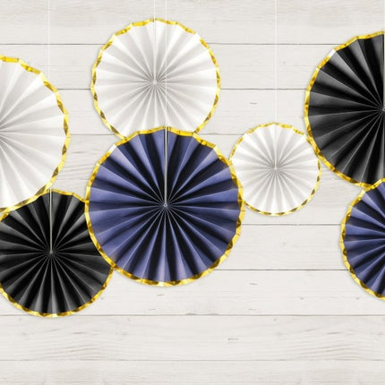 Papieren Waaiers Zwart Set 23 - 40cm 3 delig van Partydeco koop je bij Partywinkel
