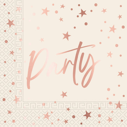 Party Servetten Rose Goud 33cm 20st van Procos koop je bij Partywinkel