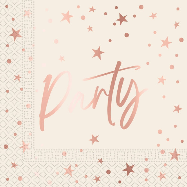 Party Servetten Rose Goud 33cm 20st van Procos koop je bij Partywinkel