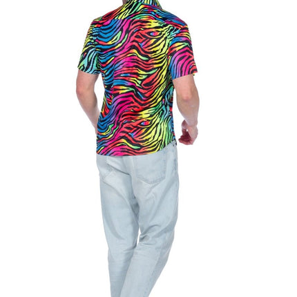 Zebra Blouse Neon Roze Heren van Wilbers & Wilbers koop je bij Partywinkel