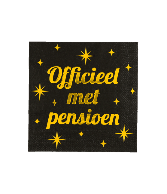 Pensioen Servetten Zwart Goud 19cm 16st van Paper Dreams koop je bij Partywinkel