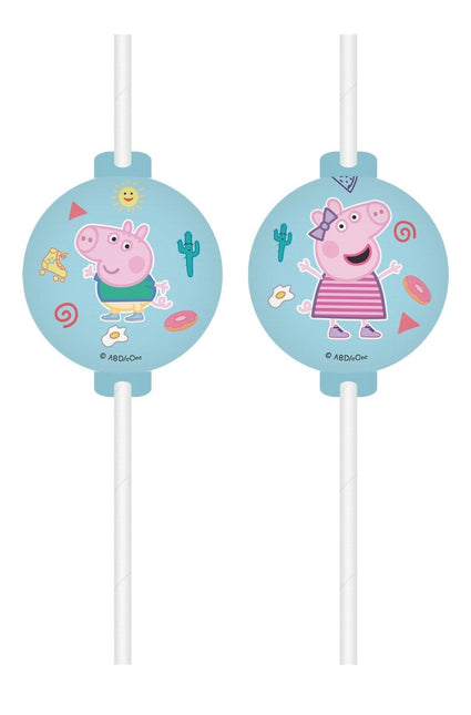 Peppa Pig Papieren Rietjes 4st van Procos koop je bij Partywinkel