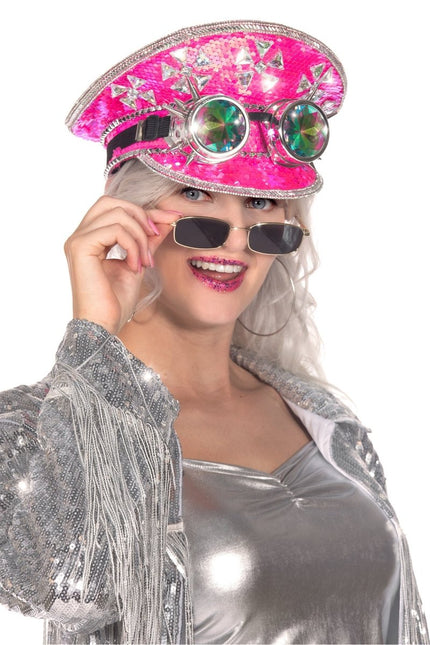 Burning Man Pet Neon Roze Goggles van Wilbers & Wilbers koop je bij Partywinkel