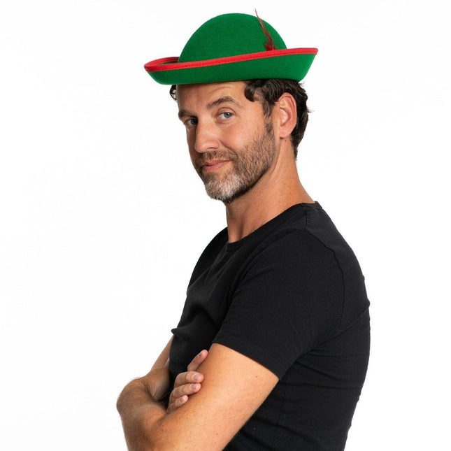 Peter Pan Hoed Groen Met Veer van Partychimp koop je bij Partywinkel