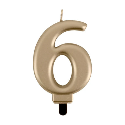 6 Jaar Kaars Goud 8cm