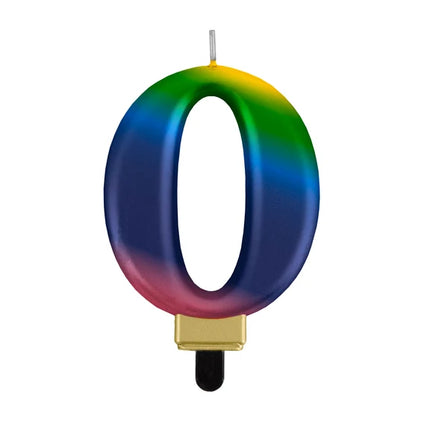 0 Jaar Kaars Regenboog 8cm