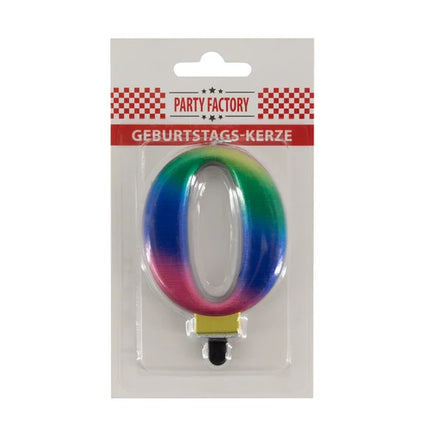 0 Jaar Kaars Regenboog 8cm