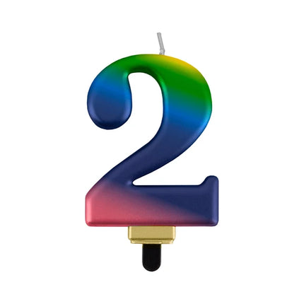 2 Jaar Kaars Regenboog 8cm