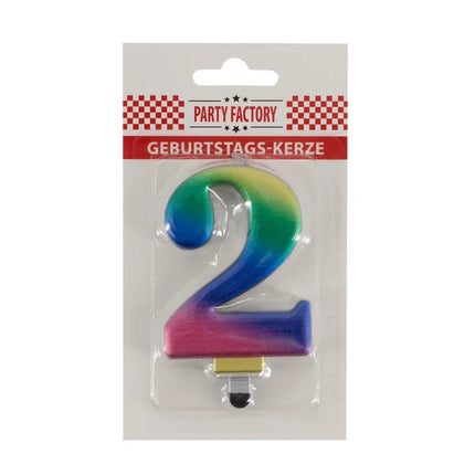 2 Jaar Kaars Regenboog 8cm