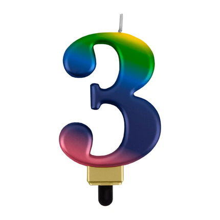 3 Jaar Kaars Regenboog 8cm