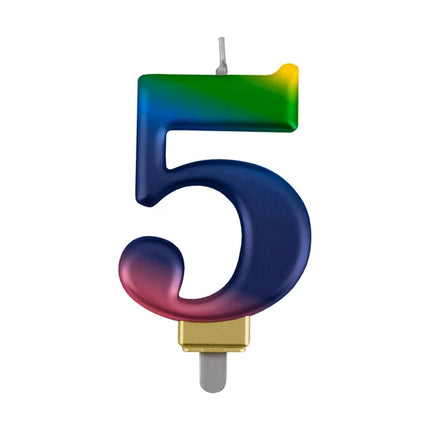 5 Jaar Kaars Regenboog 8cm