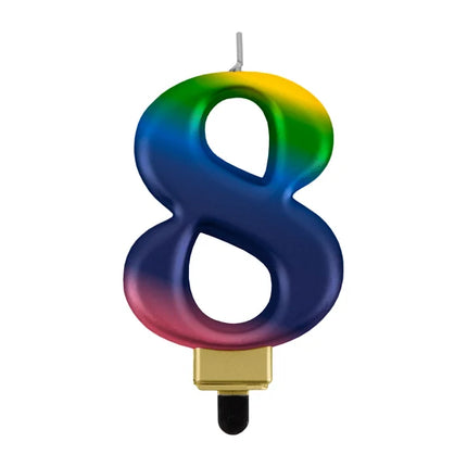 8 Jaar Kaars Regenboog 8cm