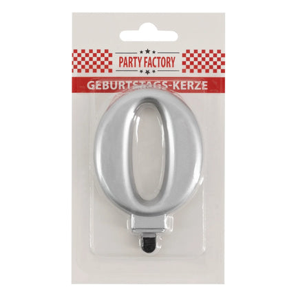 0 Jaar Kaars Zilver Metellic 7cm