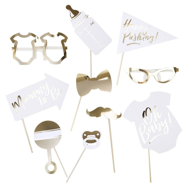 Photobooth Props Baby Shower 10st van Ginger Ray koop je bij Partywinkel