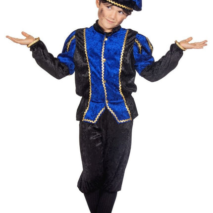 Pietenpak Kind Blauw/Zwart Luxe van Wilbers & Wilbers koop je bij Partywinkel