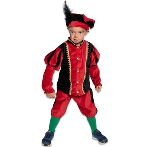Pietenpak Kind Katoen Rood/Zwart van Haza Witbaard koop je bij Partywinkel
