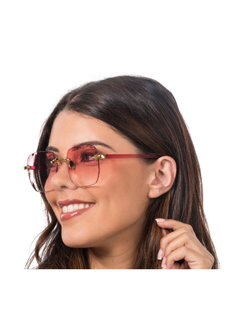 Roze Randloze Bril met Kleurverloop