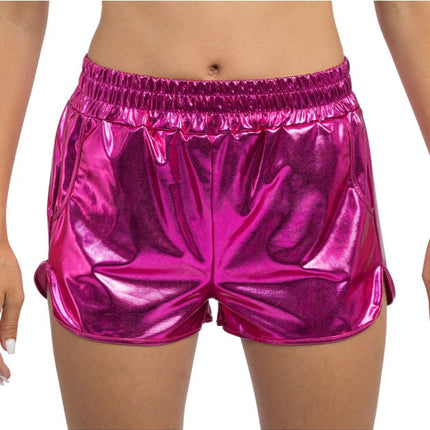 Felroze Metallic Short Dames
