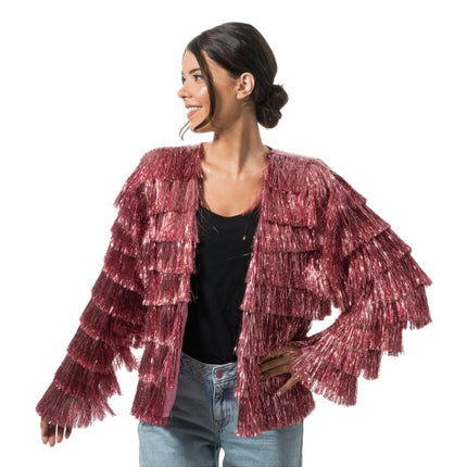 Roze Lametta Jasje Met Franjes Dames