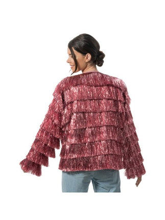 Roze Lametta Jasje Met Franjes Dames