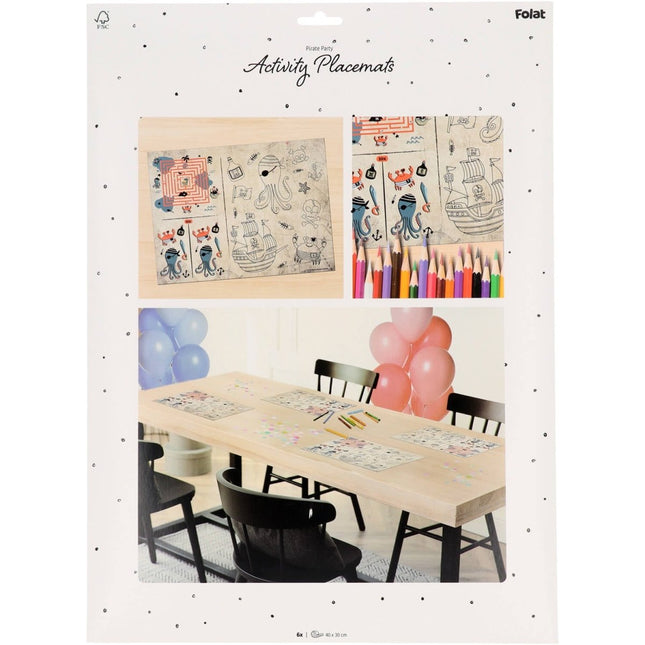 Piraat Placemats Met Activiteiten 40cm 6st van Folat koop je bij Partywinkel