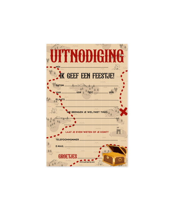 Piraat Uitnodigingen 16cm van Paper Dreams koop je bij Partywinkel