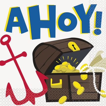 Piraten Servetten Ahoy 33cm 16st van Unique koop je bij Partywinkel