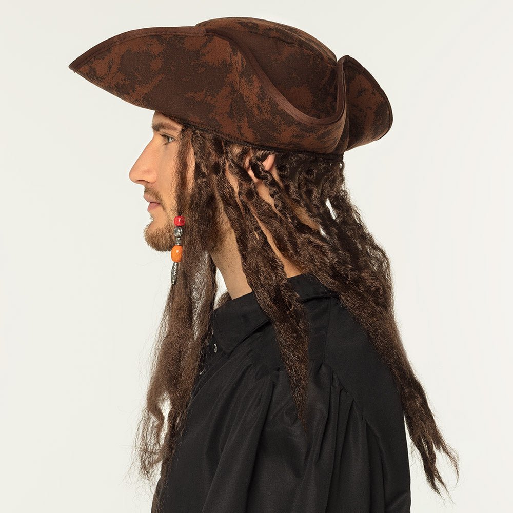 Agoky Driepuntige Piratenhoed – Distressed Look Met Veer, Voor Dames & Heren (Halloween/Cosplay)