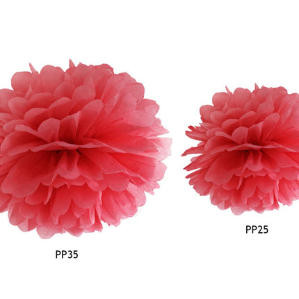 Pompon Rood 25cm van Partydeco koop je bij Partywinkel